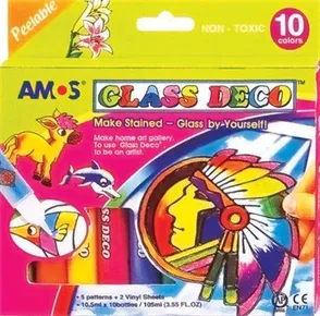Farby na sklo sada, 10 farieb, AMOS